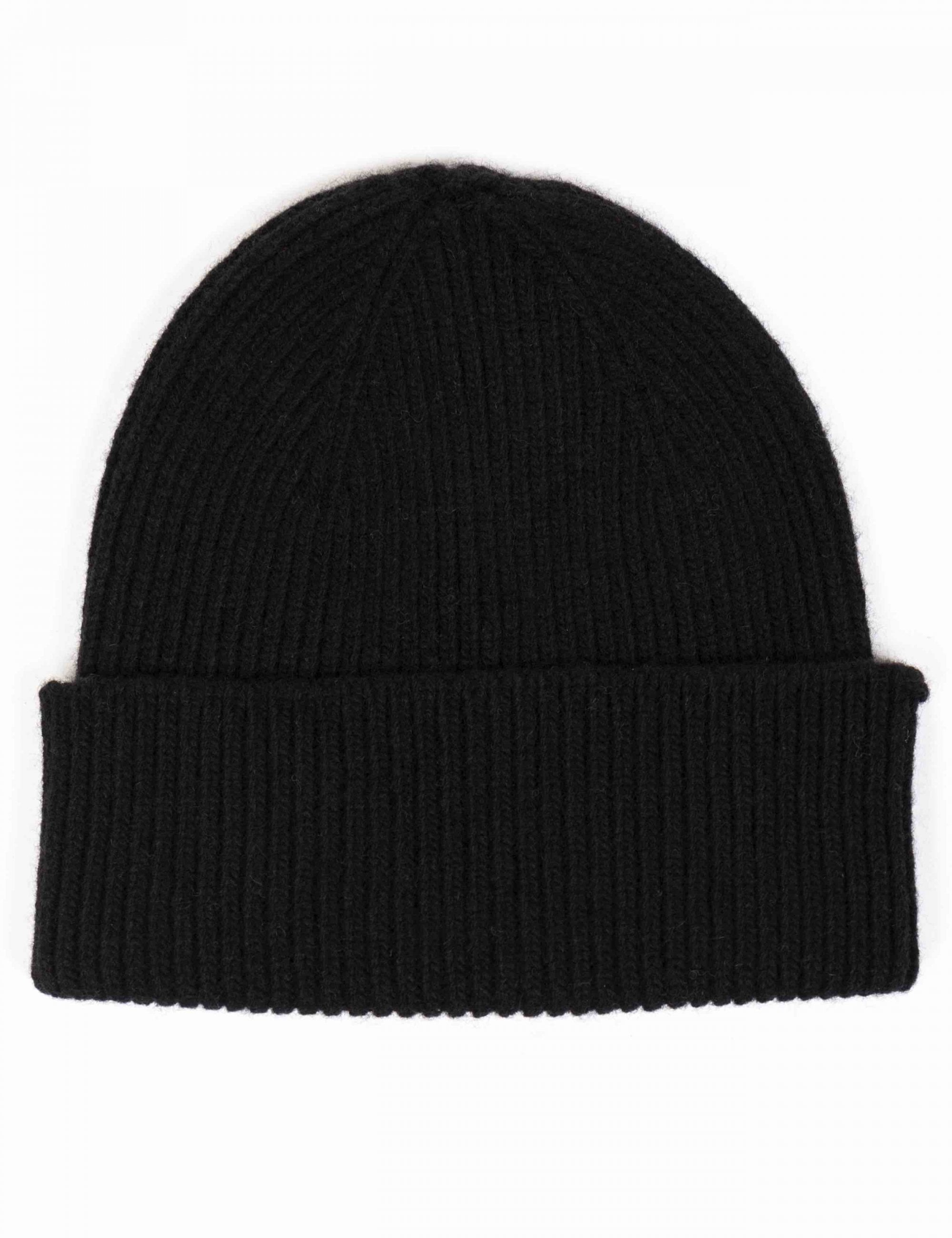 Merino Wool Beanie Hat - Deep Black