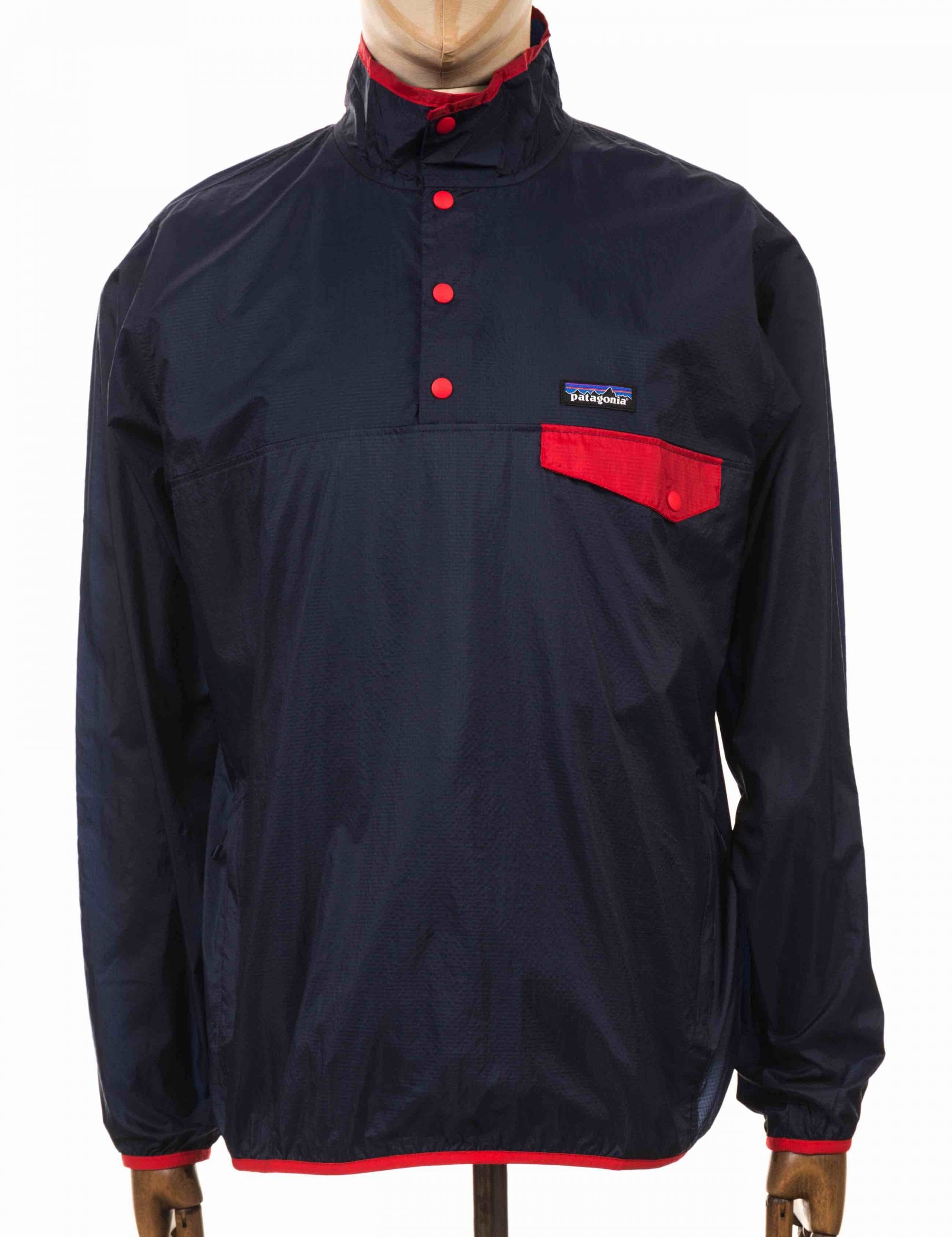 Patagonia Houdini Snap-T Pullover Top - Stone Blue w/New Navy