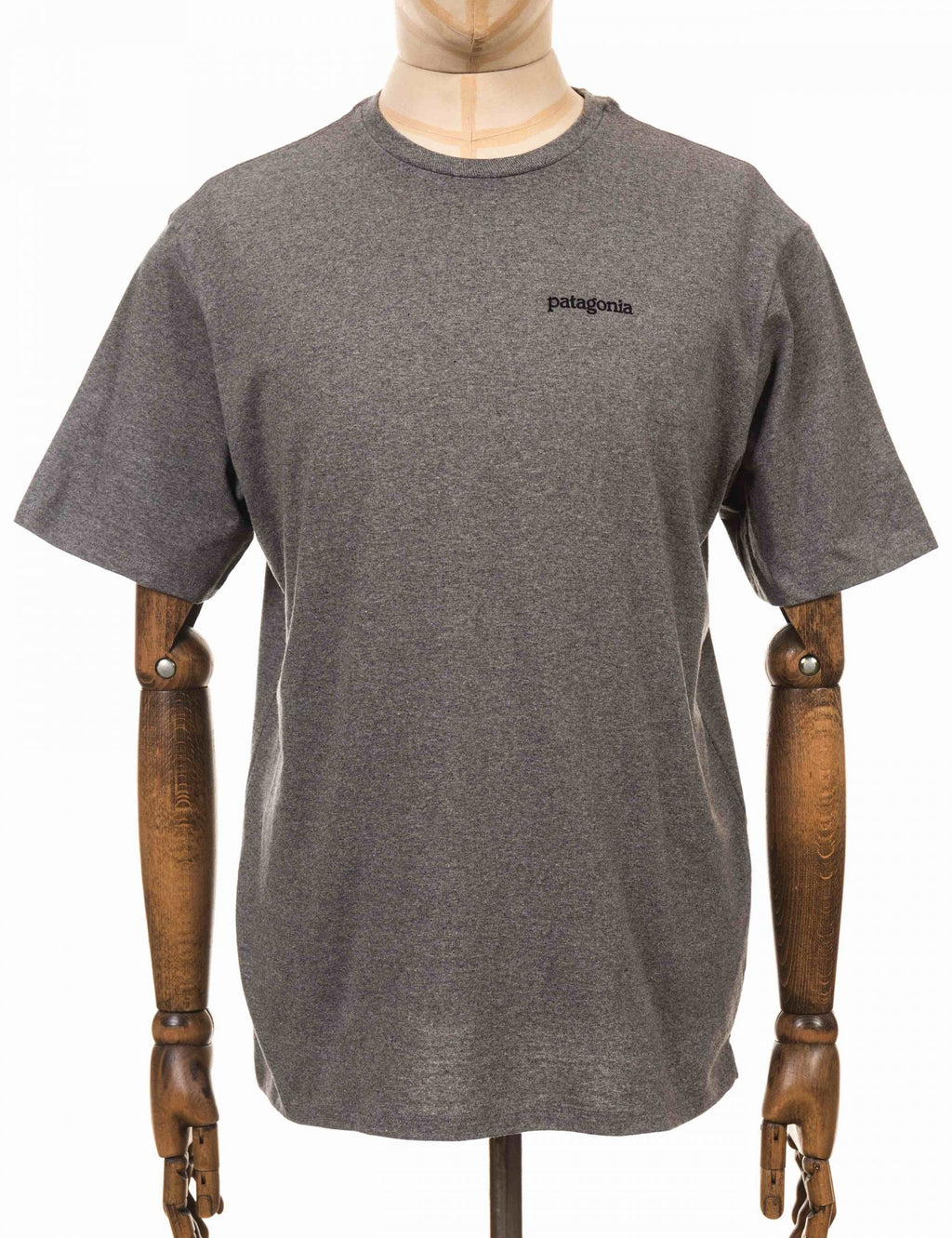 Men's T-shirt, heather gray, Patagonia logo on chest, crew neck