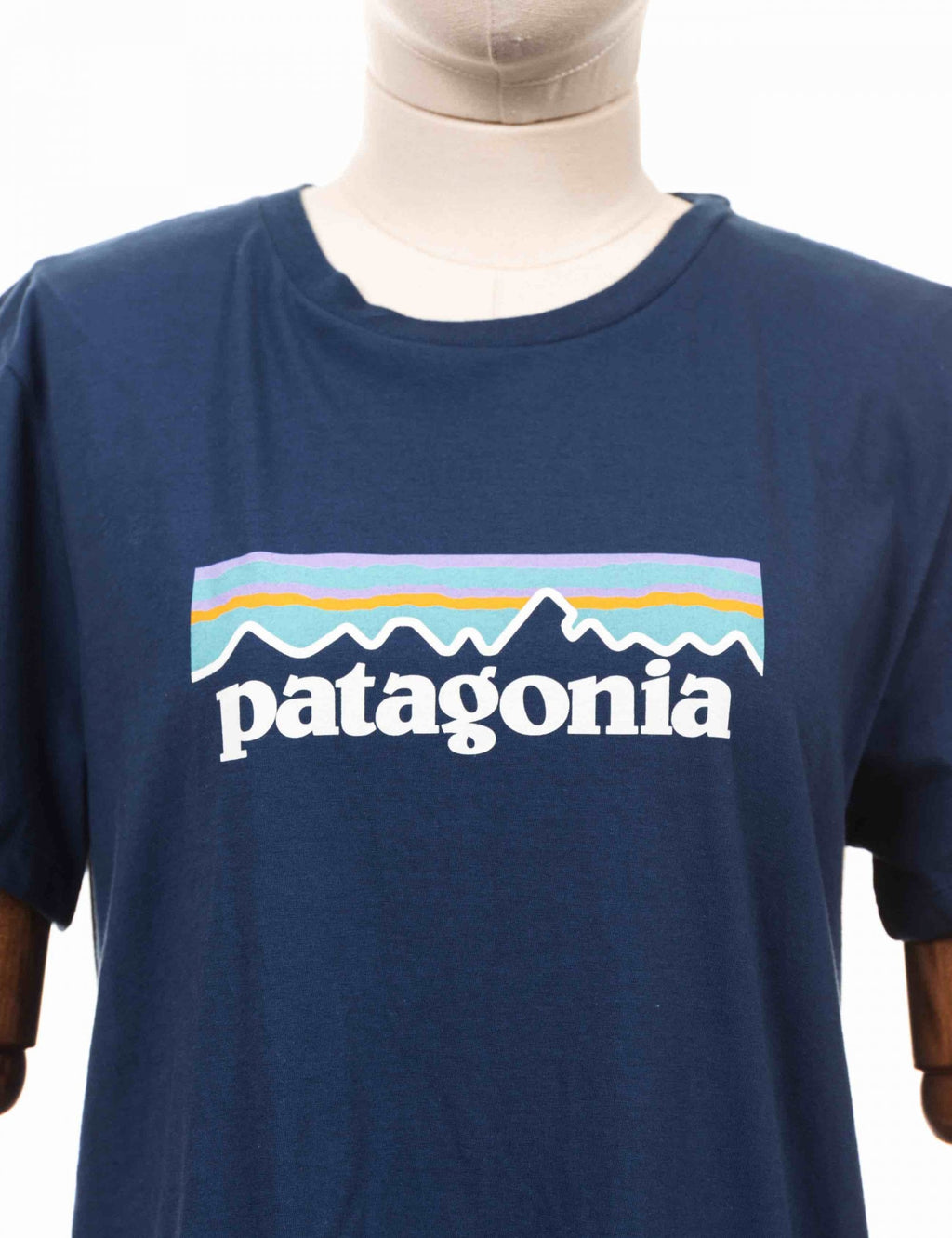 Women's organic T-shirt, blue, Patagonia logo graphic on chest