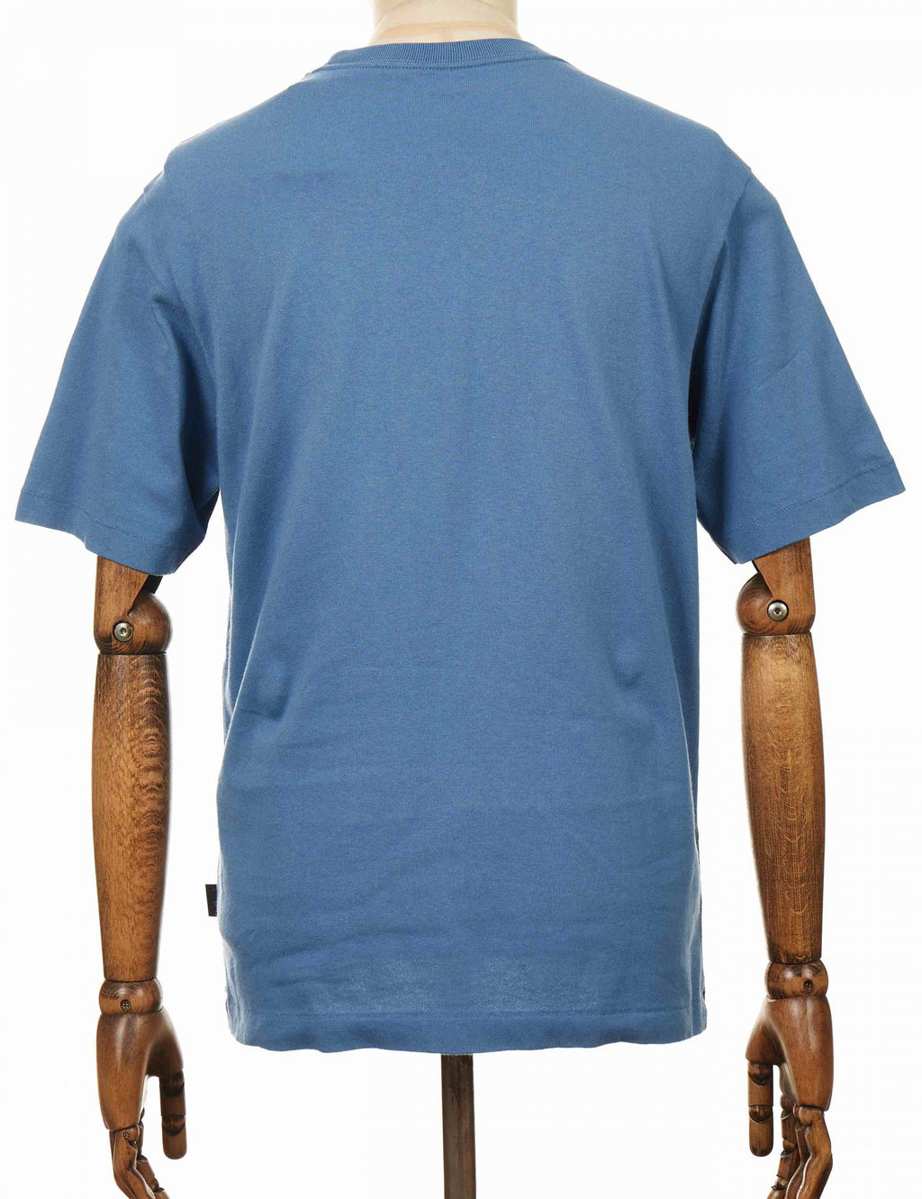 Organic cotton midweight pocket T-shirt, pigeon blue back view
