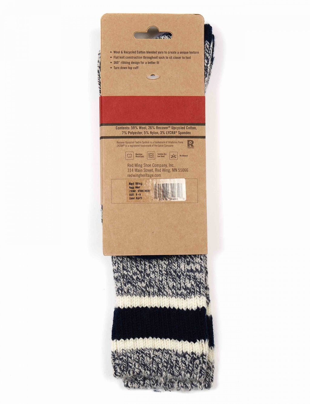 97330 Women's Ragg Wool Stripe Socks - Slate/Navy