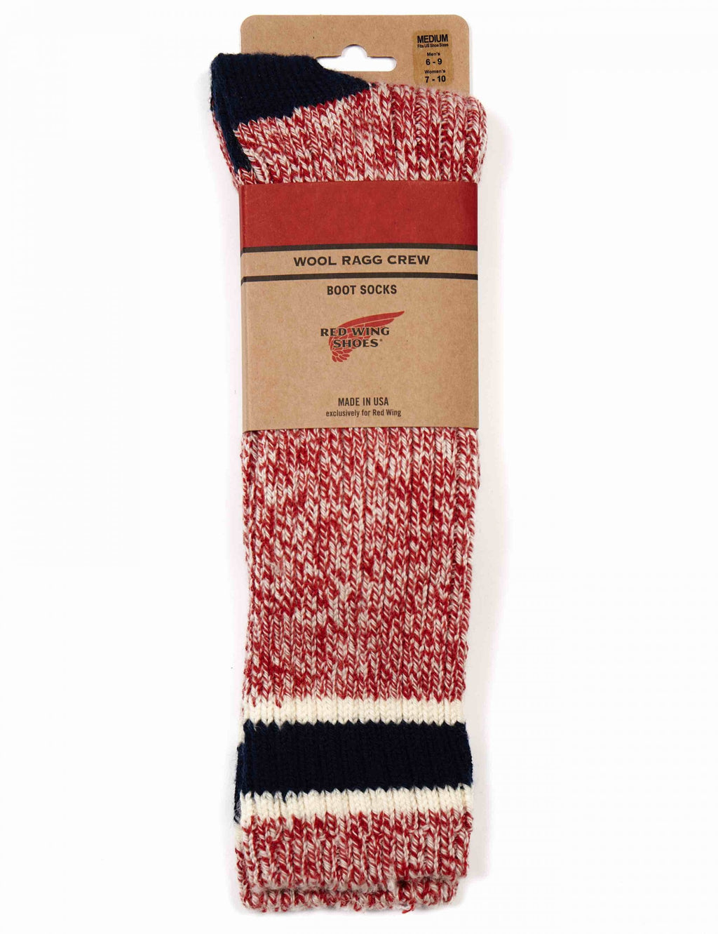 97331 Ragg Wool Stripe Socks - Red/Navy