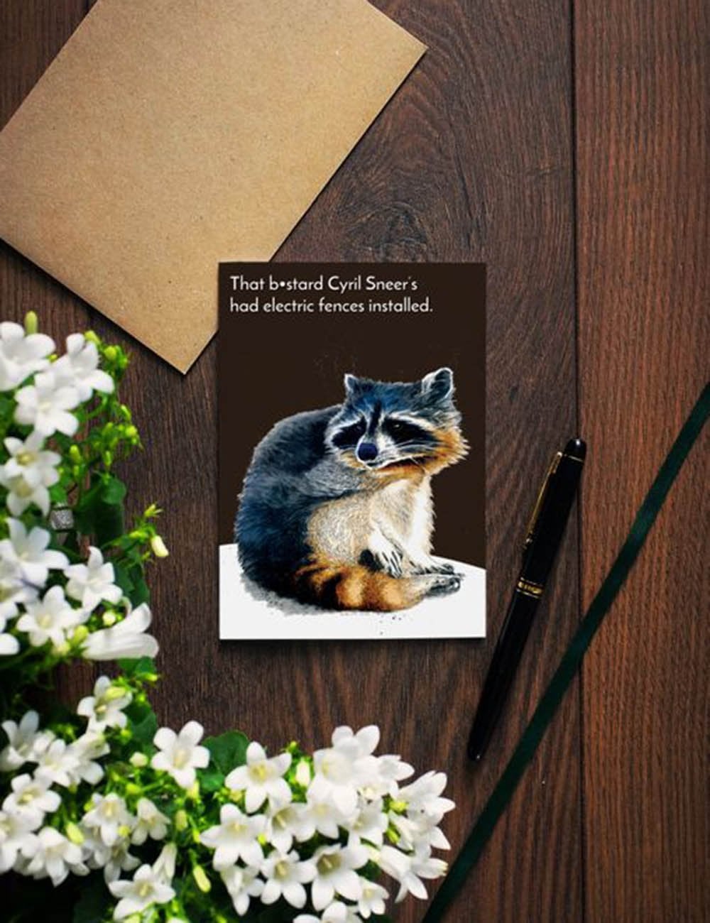 Electric Racoon Greetings Card