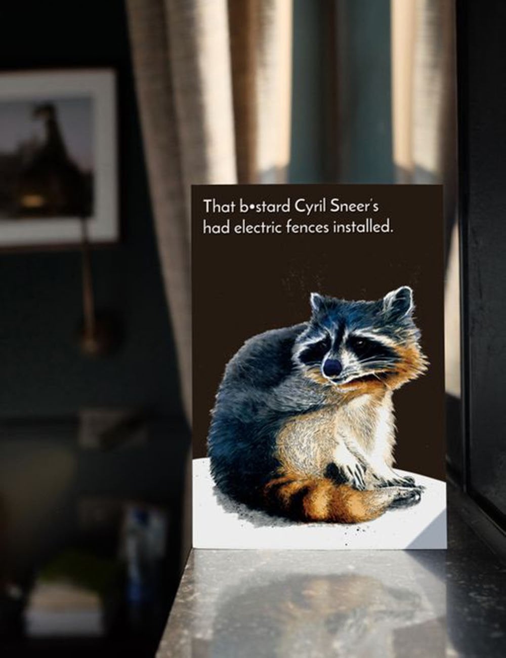Electric Racoon Greetings Card