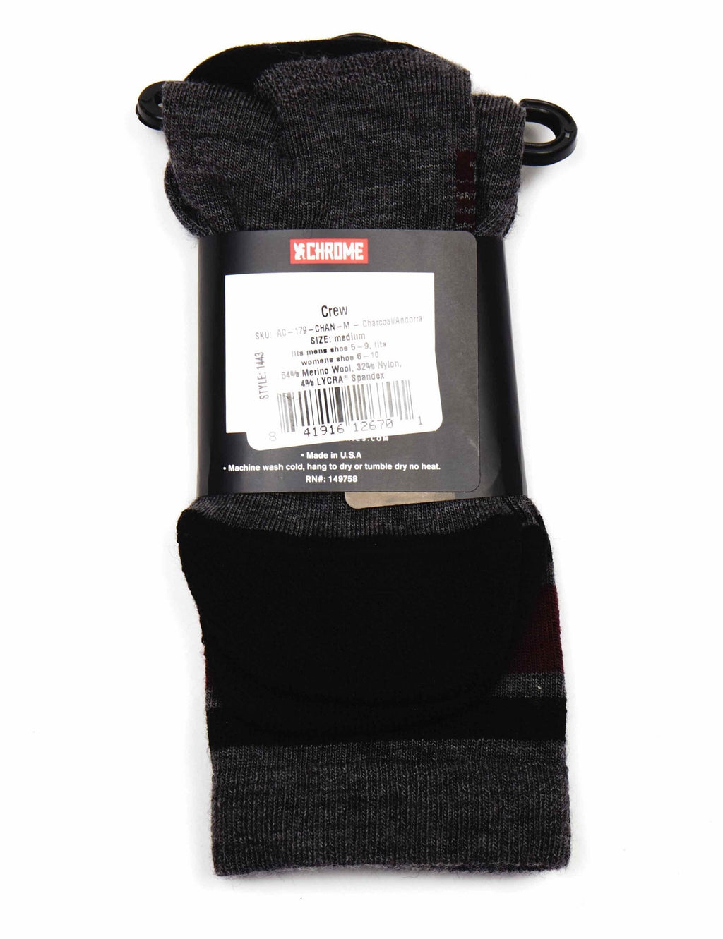 Merino Stripe Sock - Charcoal/Andorra