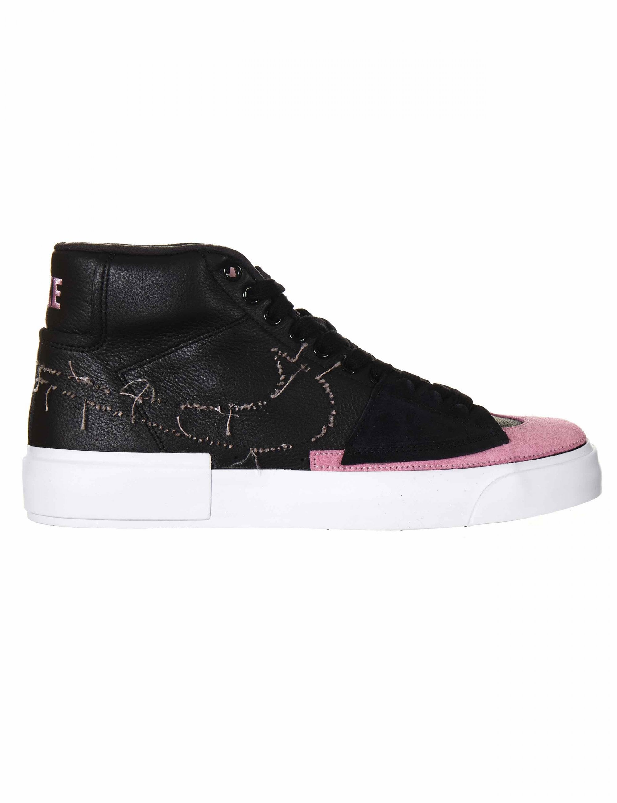 Zoom Blazer Mid Edge Trainers - Black/Pink-Rise