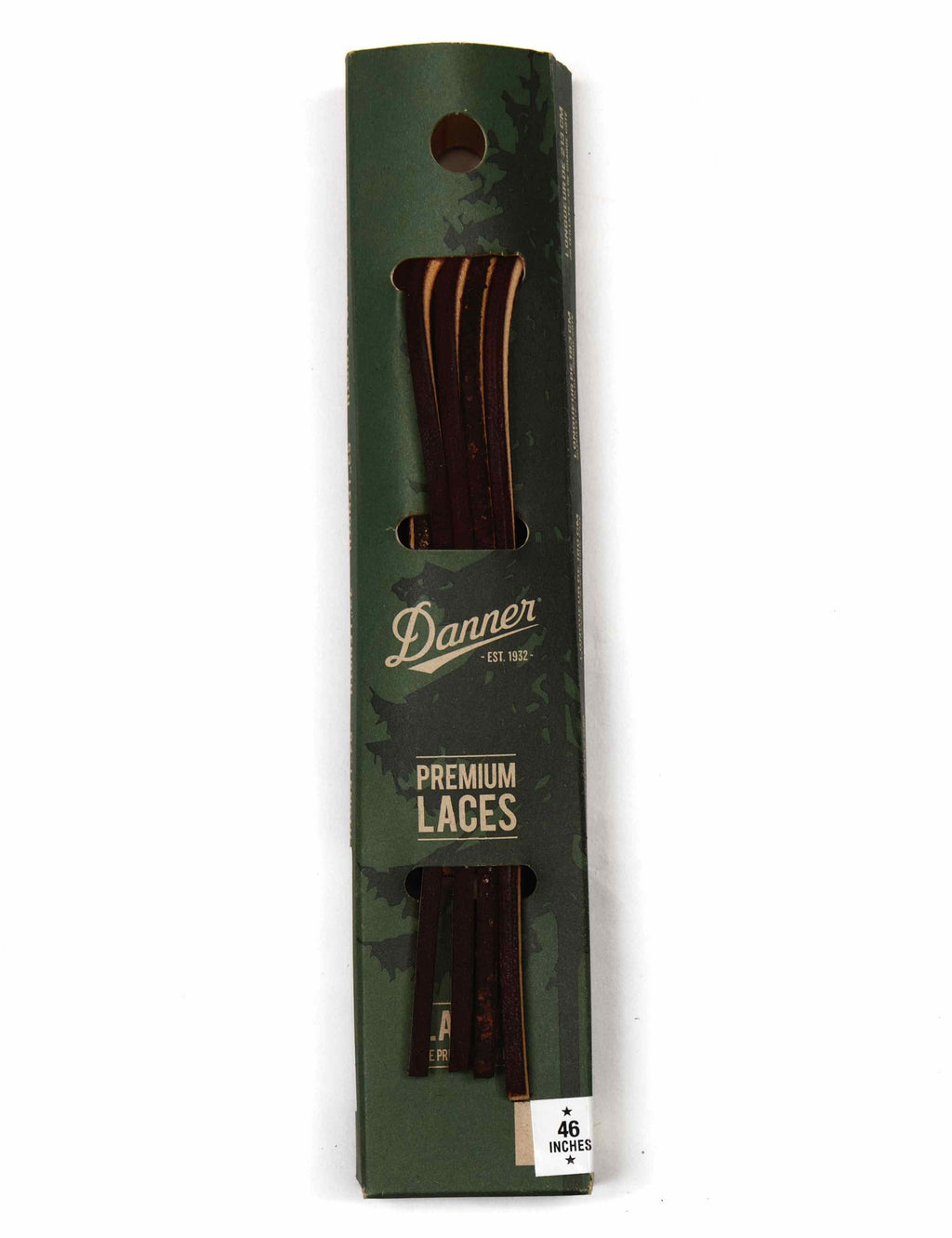46-inch burgundy leather laces in retail box, Premium Laces branding