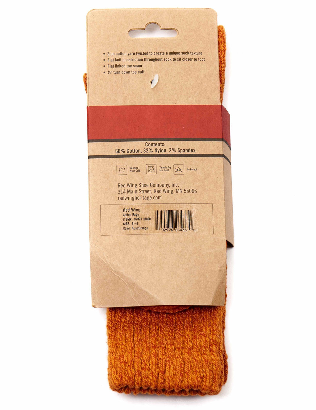 97371 Cotton Ragg Over Dyed Tonal Sock - Rust/Orange