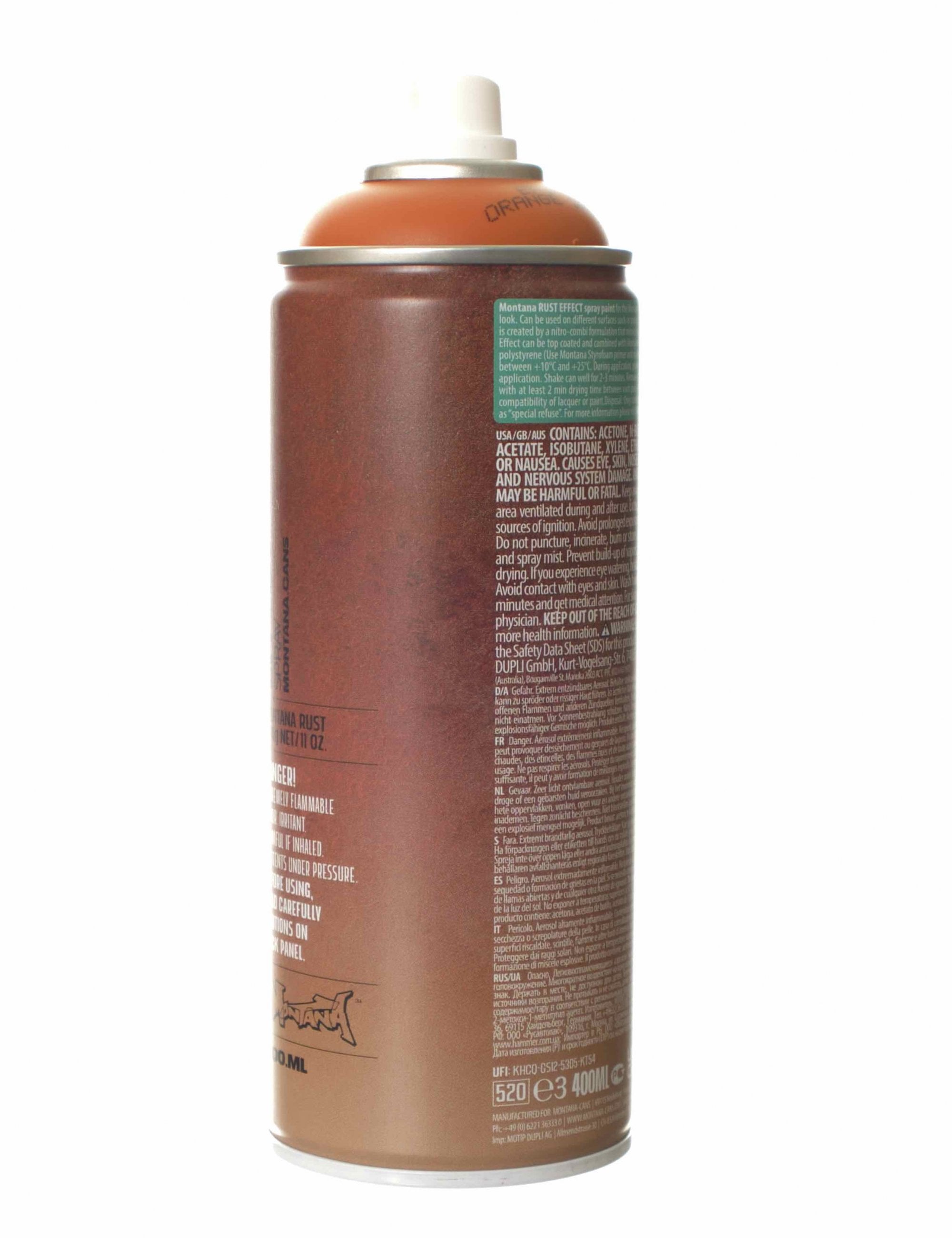 Montana Rust Effect Spray Paint 400ml - Orange Brown ER8000