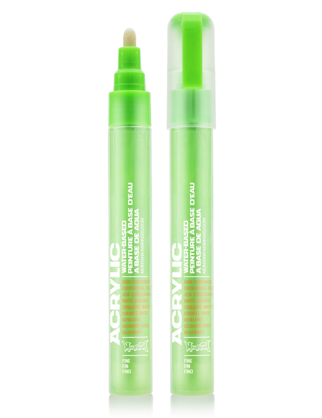 2mm acrylic paint marker in fluorescent acid green, capped
