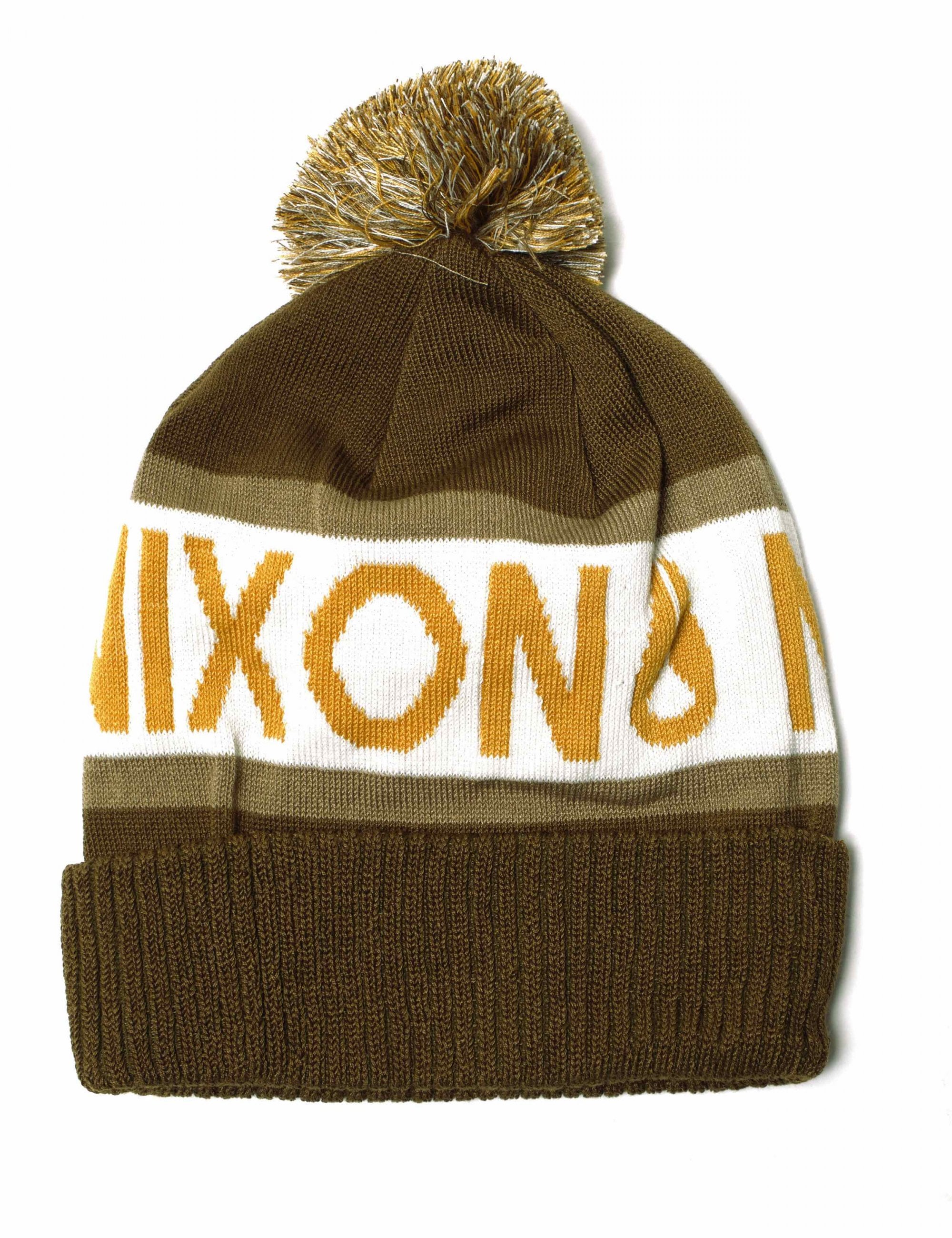 Teamster Pom Beanie Hat - Olive/Multi