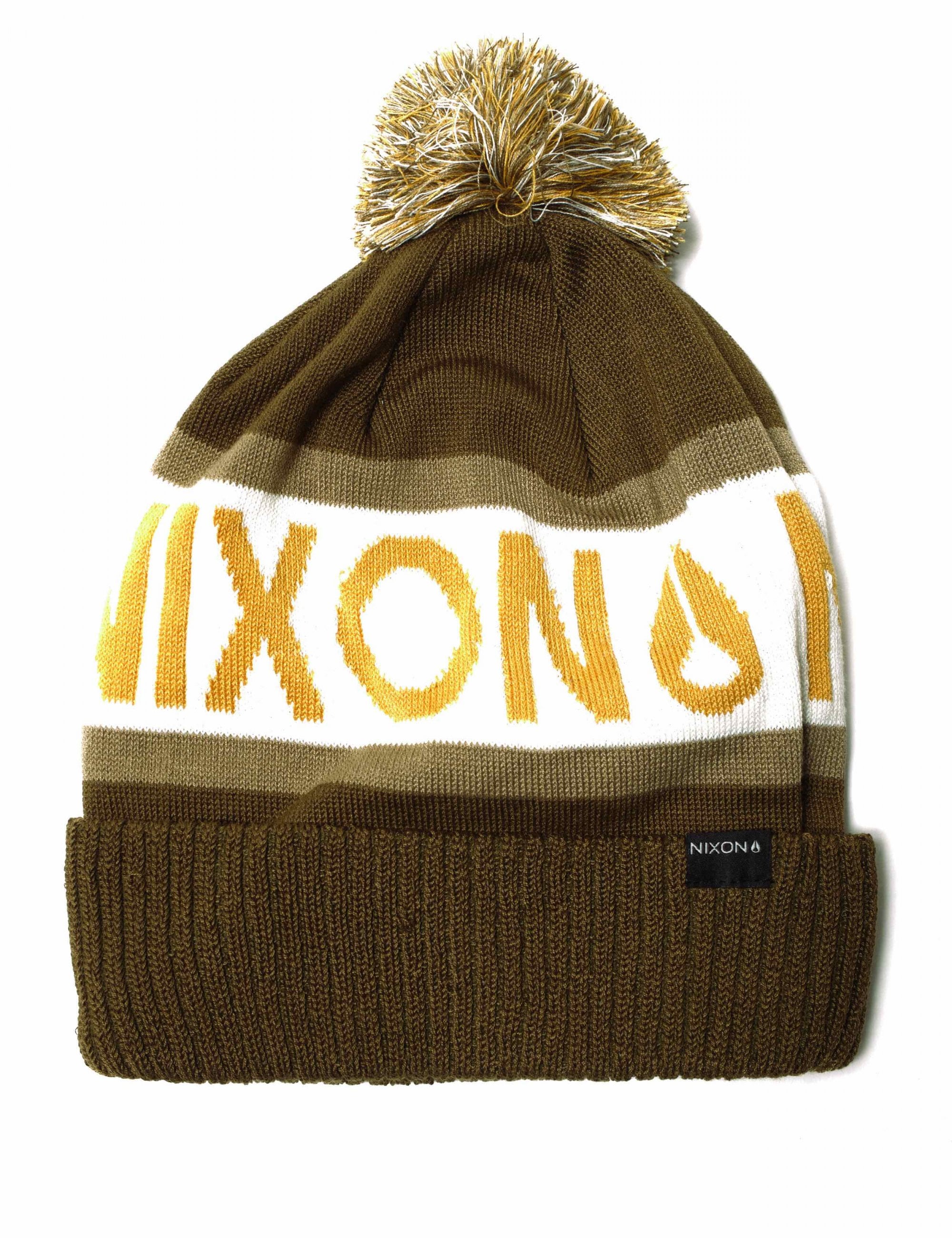 Teamster Pom Beanie Hat - Olive/Multi