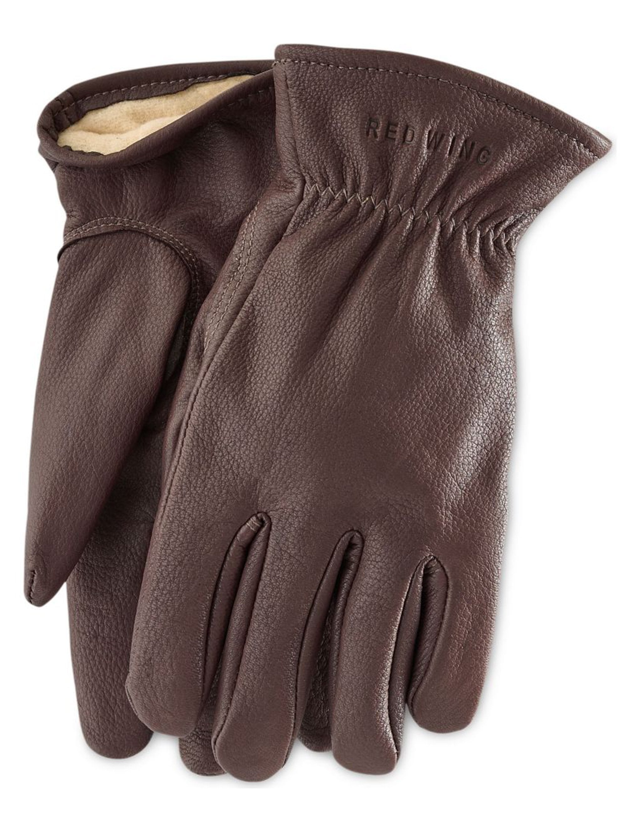 95231 Lined Buckskin Leather Gloves - Brown