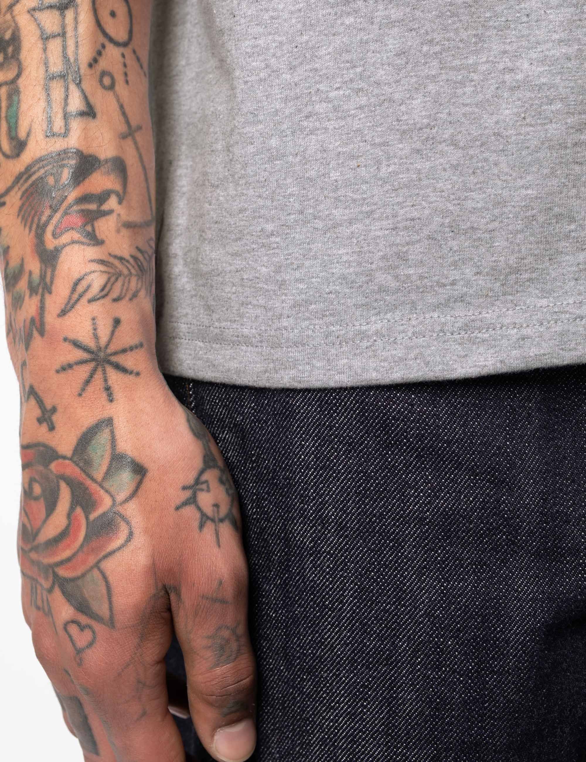 Nudie Jeans Roy Logo T-Shirt - Grey Melange