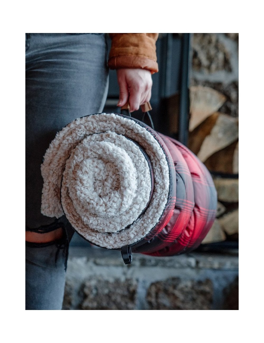 Sherpa Puffy Blanket - Ombre Plaid