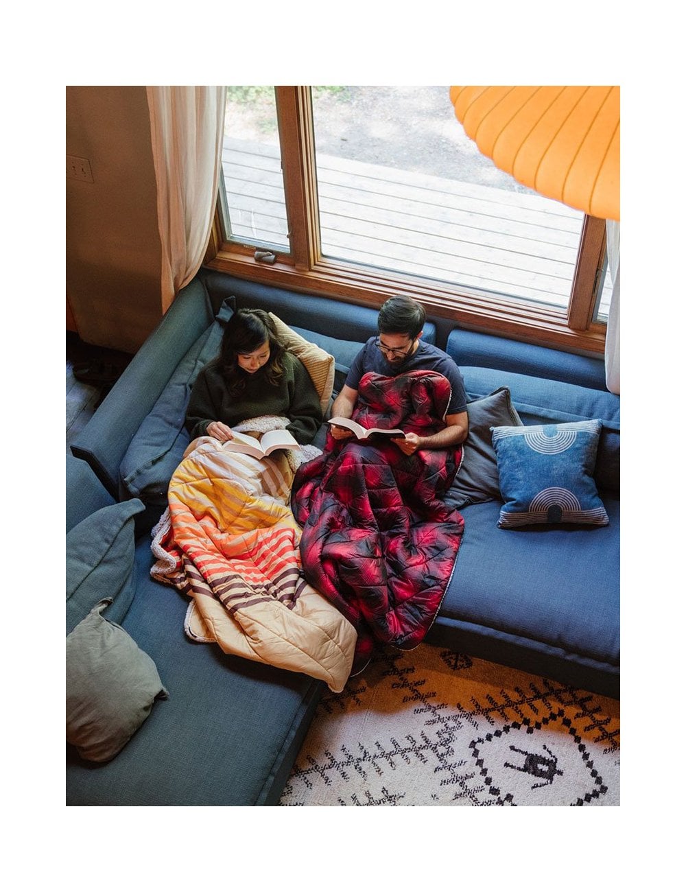 Sherpa Puffy Blanket - Ombre Plaid