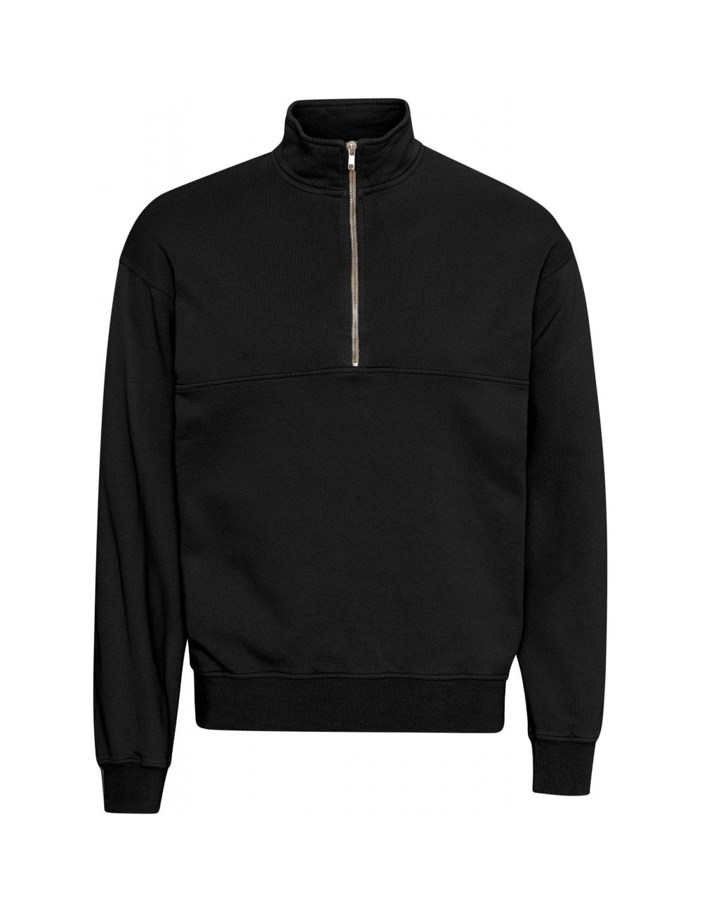Organic Quarter Zip Sweat - Deep Black