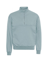 Organic Quarter Zip Sweat - Steel Blue