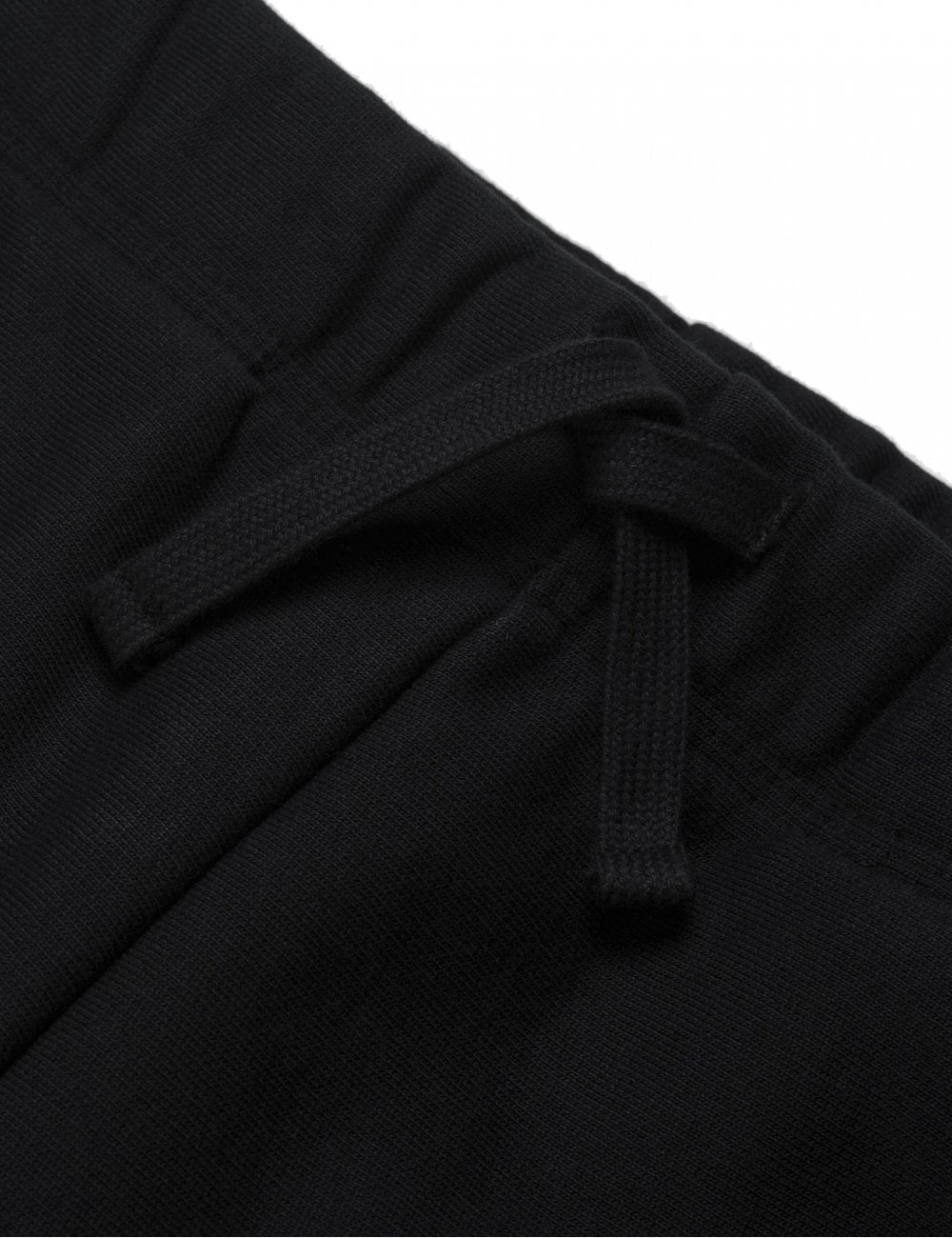 Black jogger with elastic waistband and fabric drawstring