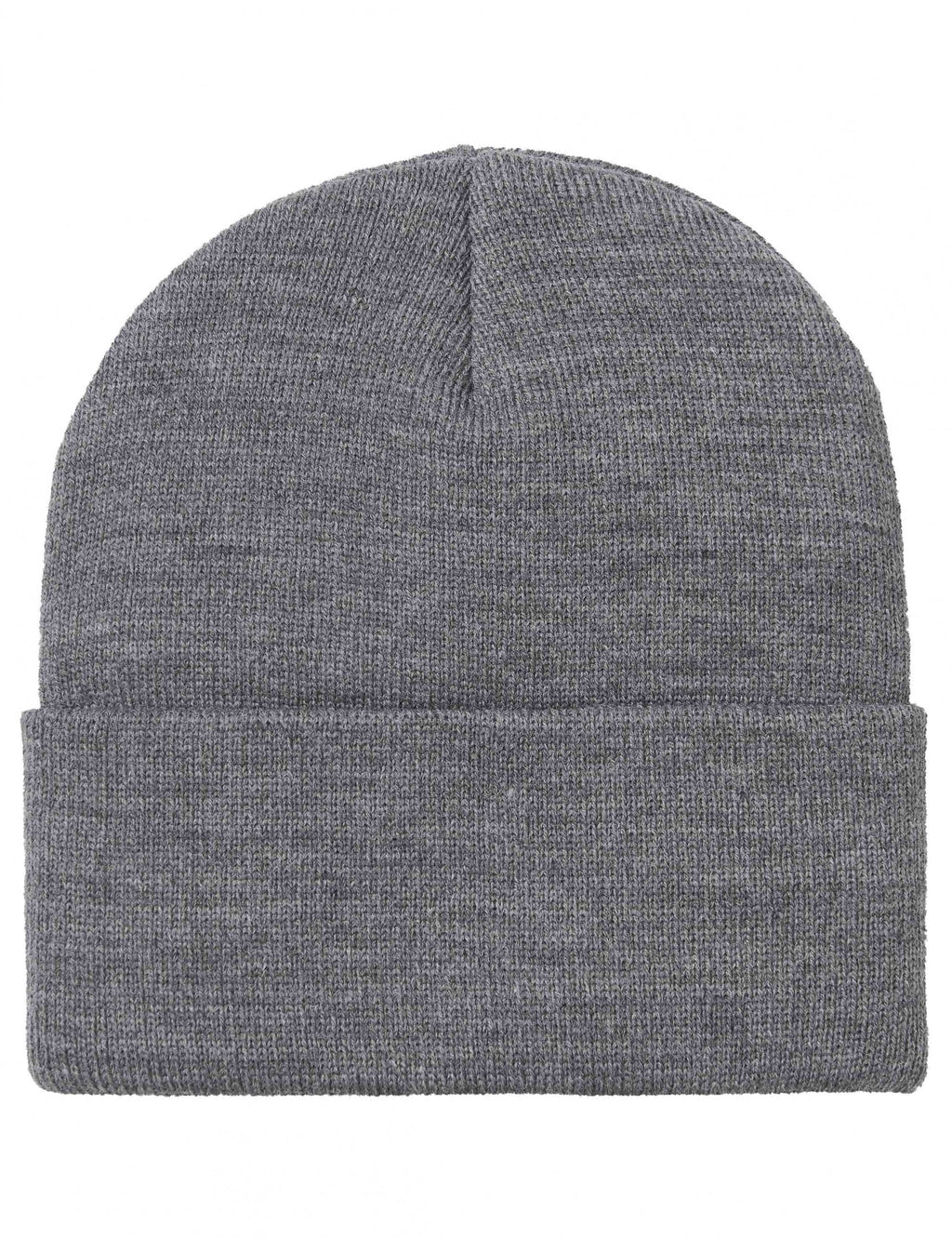 Short watch beanie hat in dark grey heather knit with folded cuff