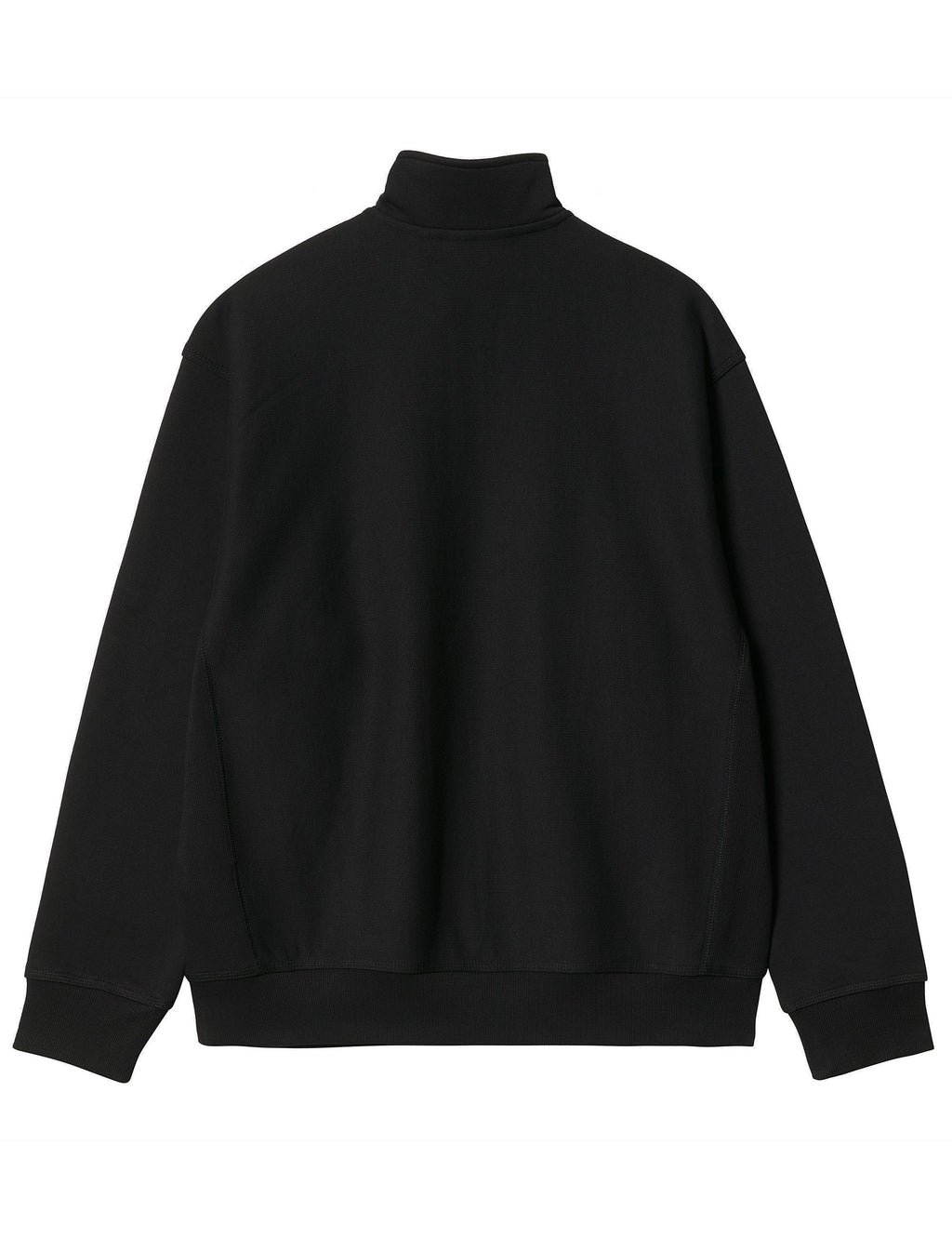 Black half-zip sweatshirt back view with ribbed hem and cuffs