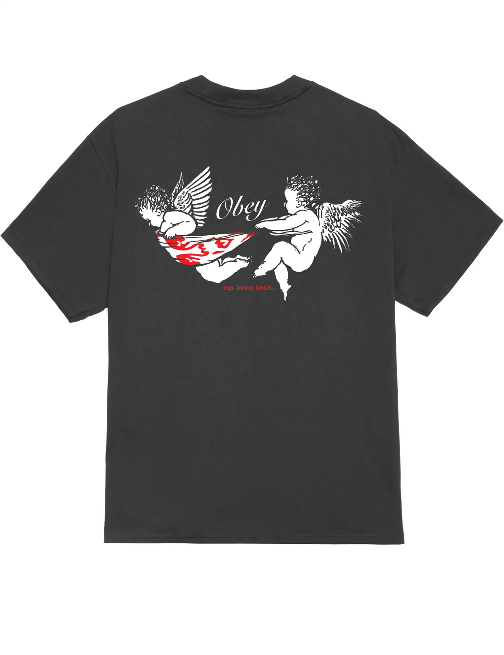 Black graphic T-shirt with large chest winged mouse print