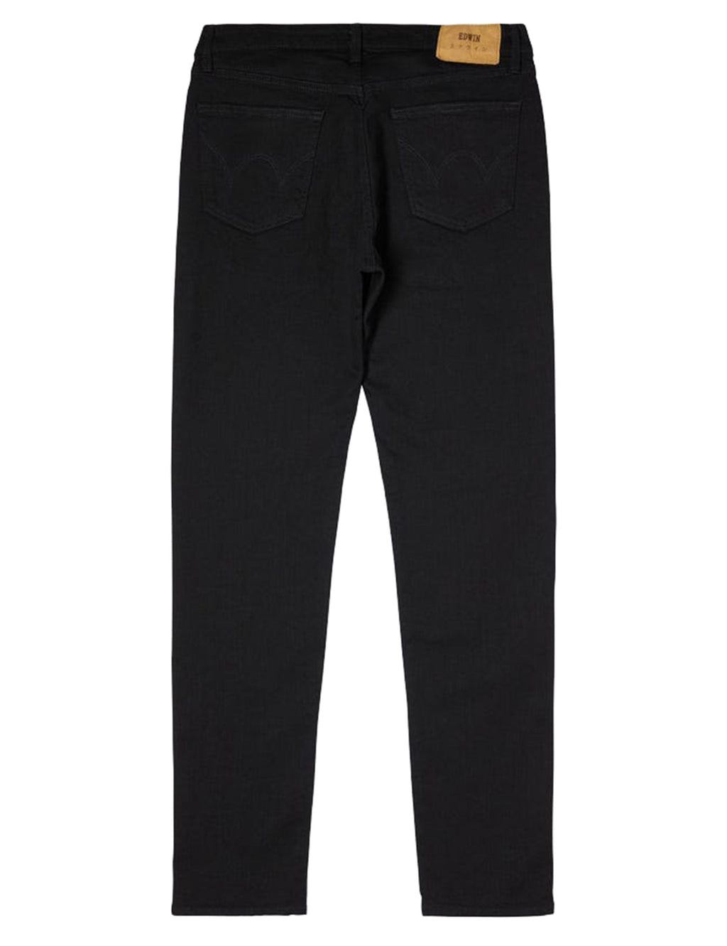 Black skinny stretch jeans with belt loops and back patch pockets