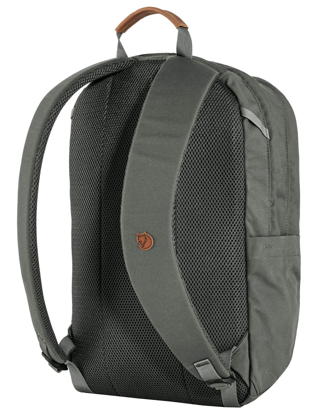 Basalt backpack with ventilated back mesh panel and padded shoulder straps.