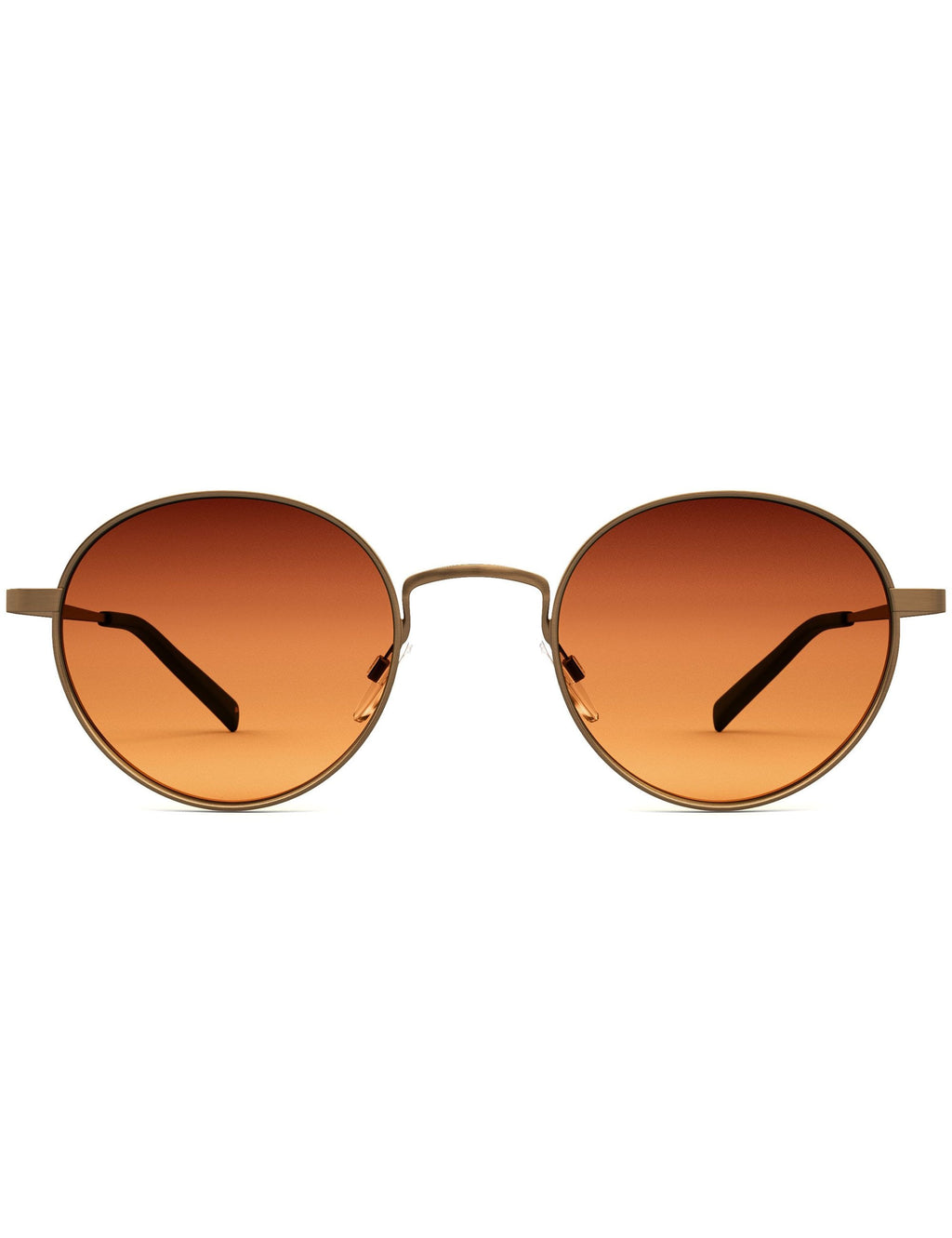 Billy sunglasses with round amber lenses and gold metal frame, front view