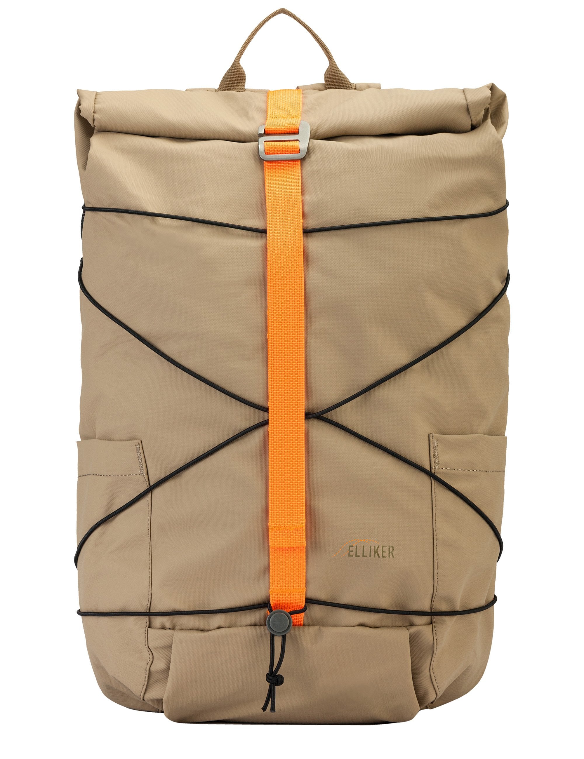 Roll Top Side Pocket Backpack - Sand