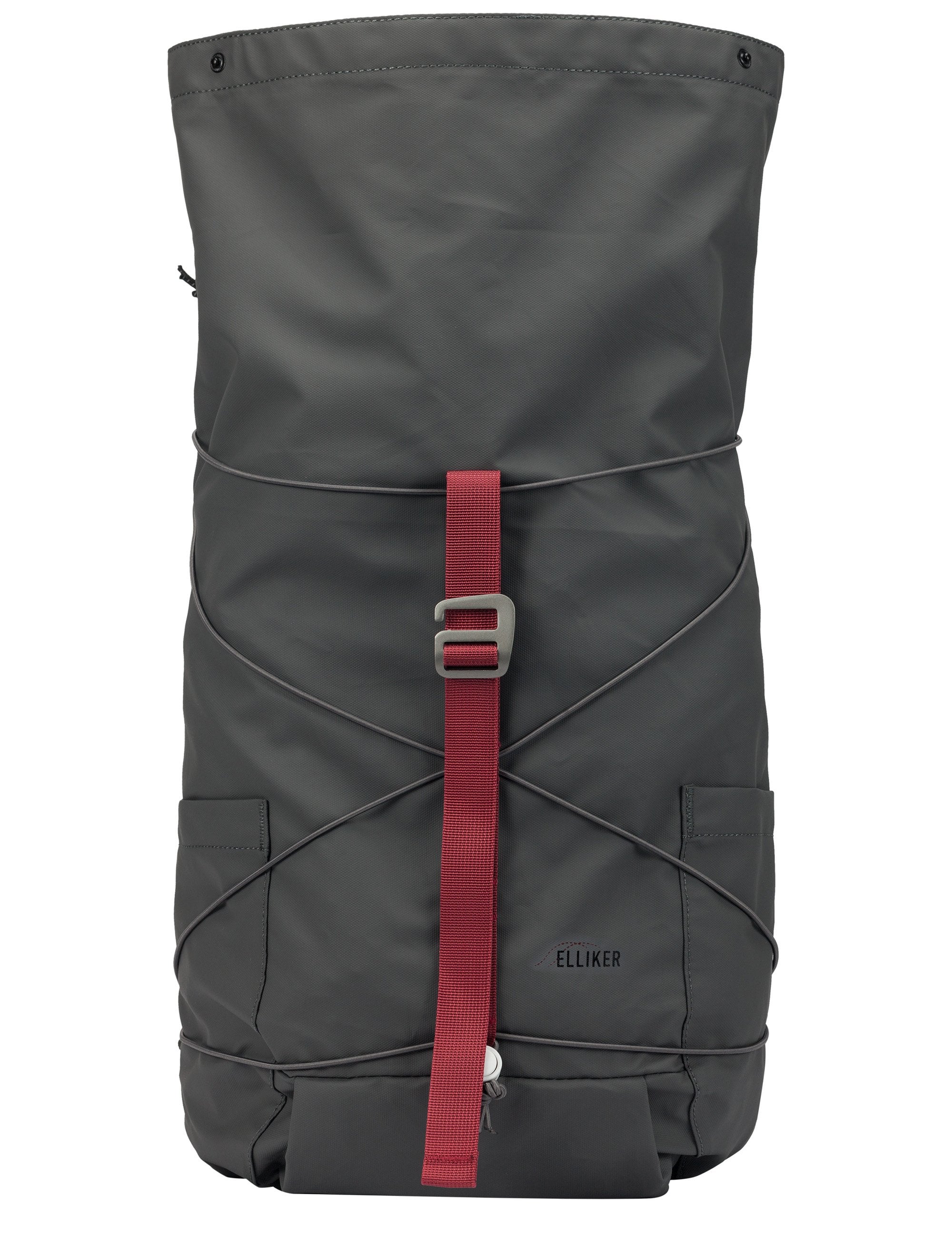 Roll Top Side Pocket Backpack - Grey