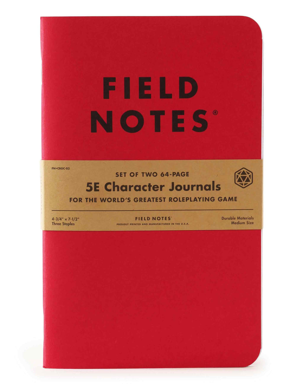 Red Field Notes 5E character journal set of two, 64 pages each