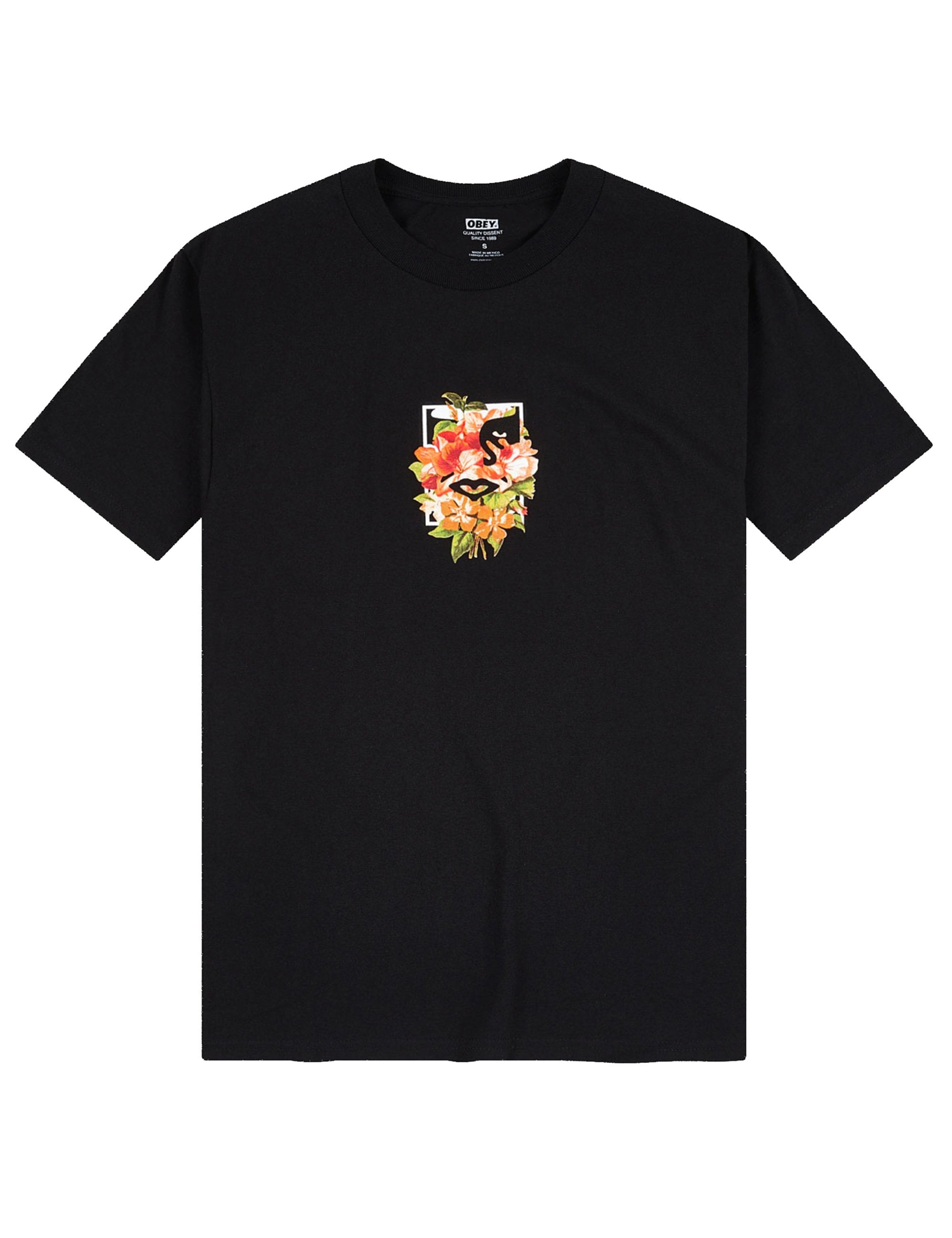 Floral Icon Face T-Shirt - Black