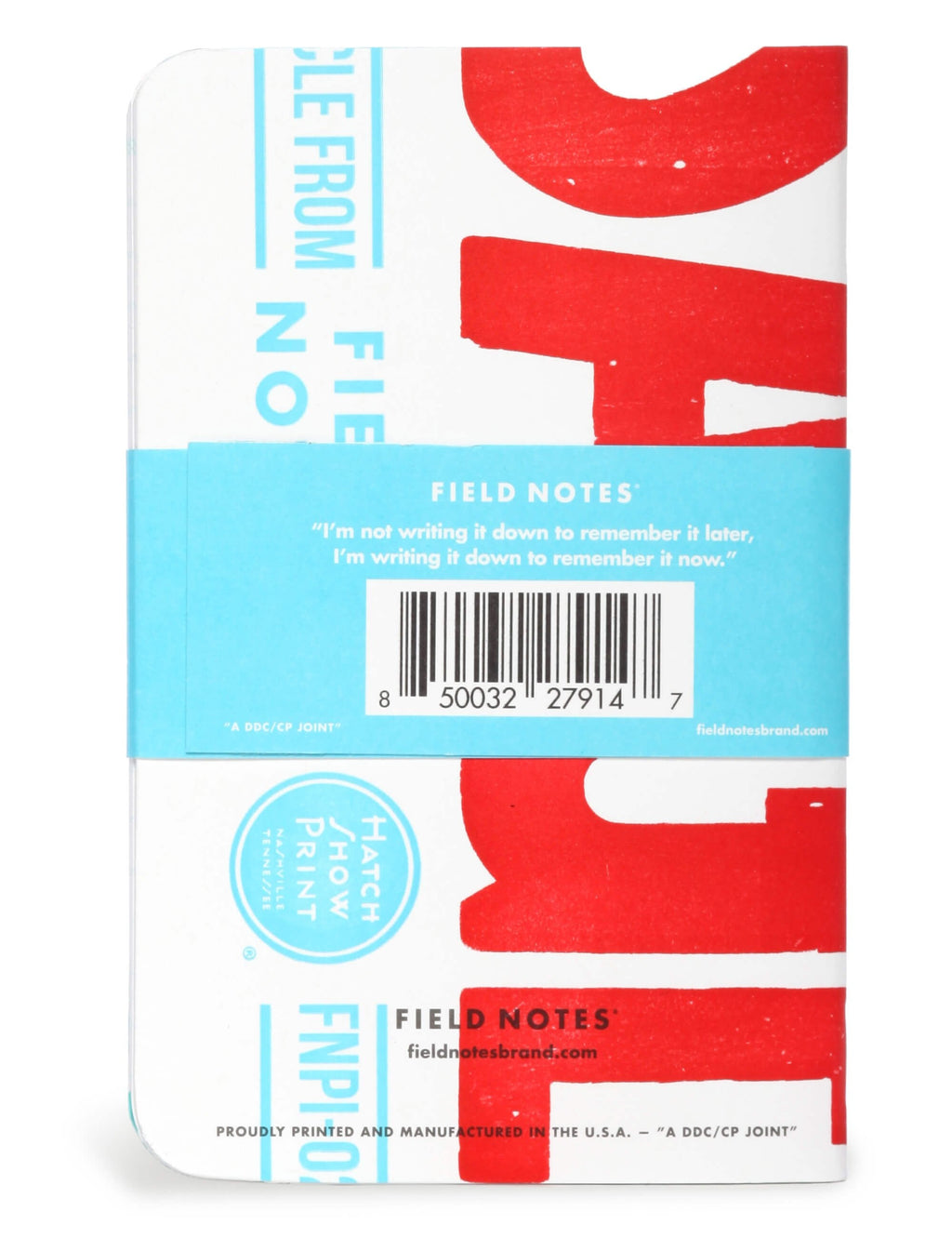 Set of three memo books with blue Field Notes back cover, barcode and Field Notes text