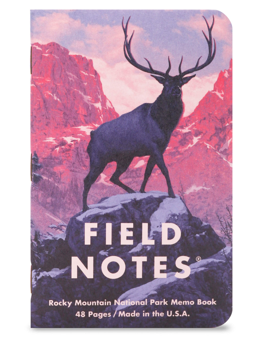 Rocky Mountain Field Notes memo book close-up cover with deer and mountains, Series C