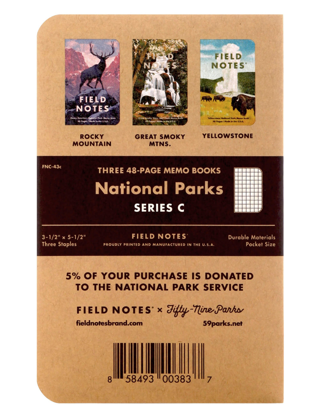 National Parks Series C memo books back cover with barcode and three book thumbnails