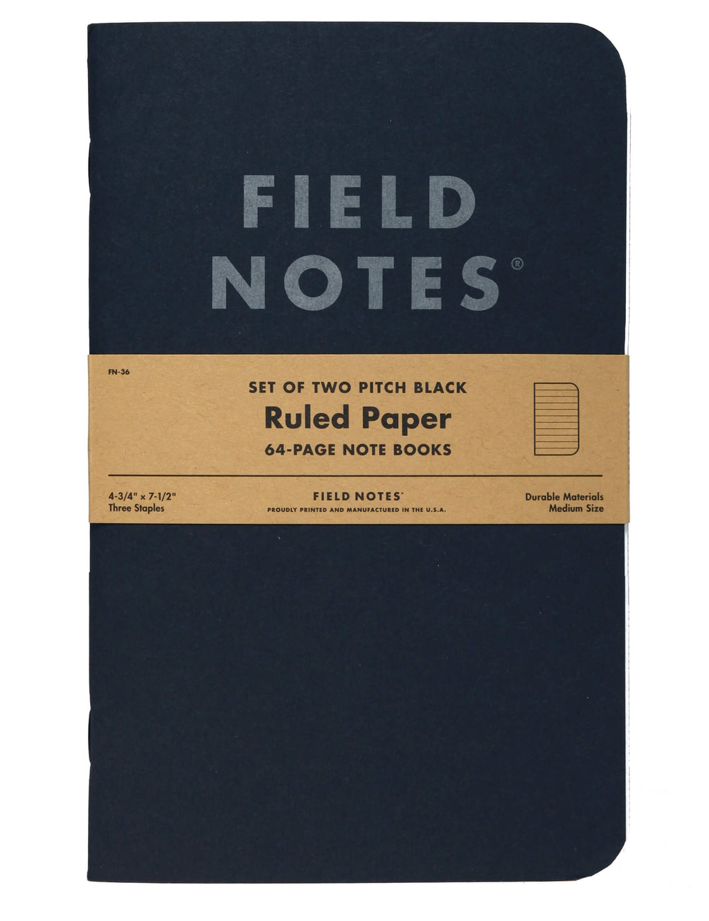 Pitch Black Large Notebook - Ruled Paper