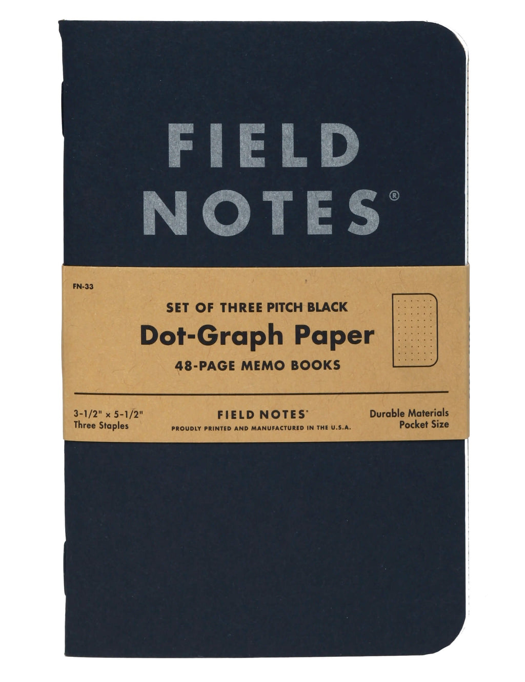 Pitch Black Memo Books - Dot Graph Paper