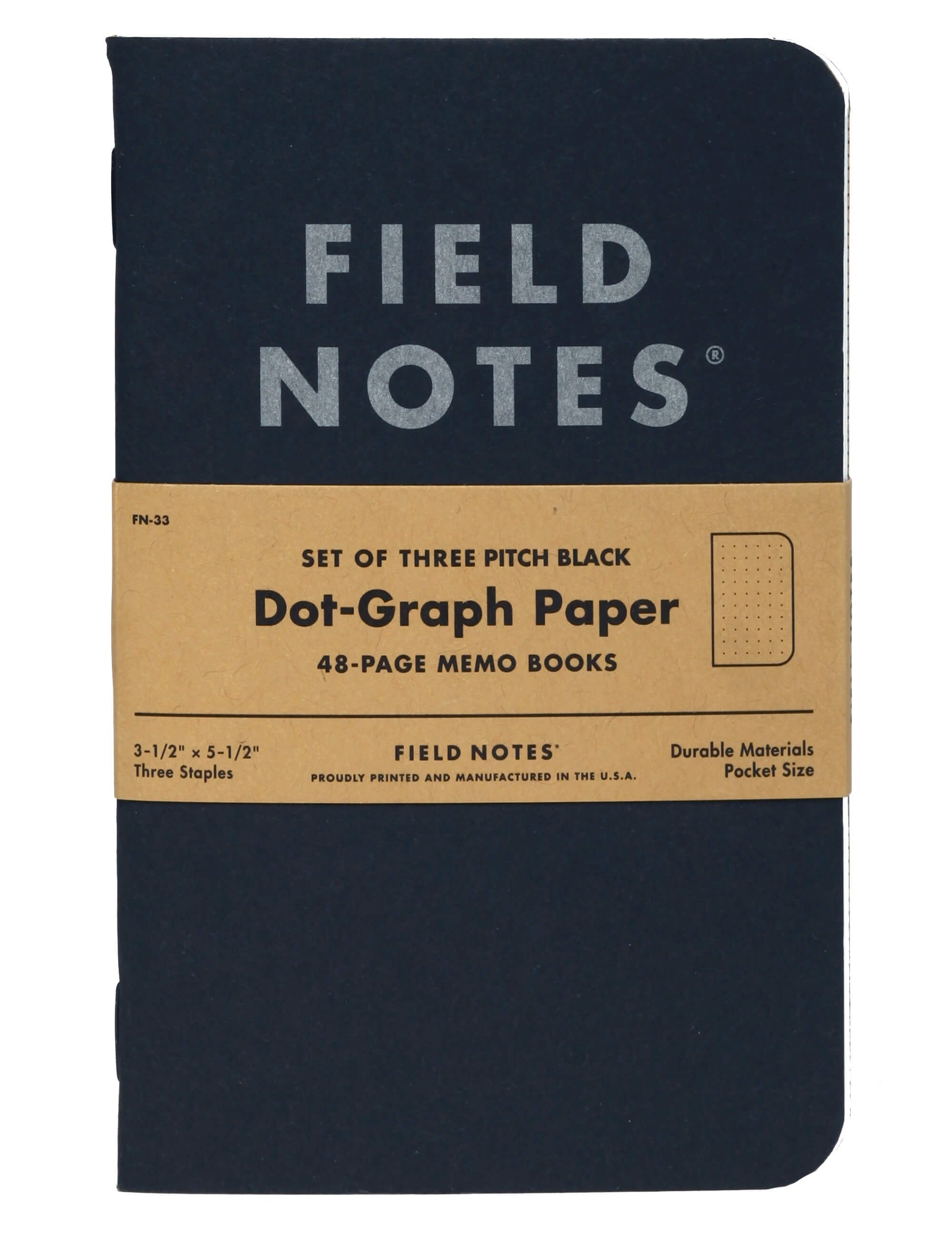 Pitch Black Memo Books - Dot Graph Paper