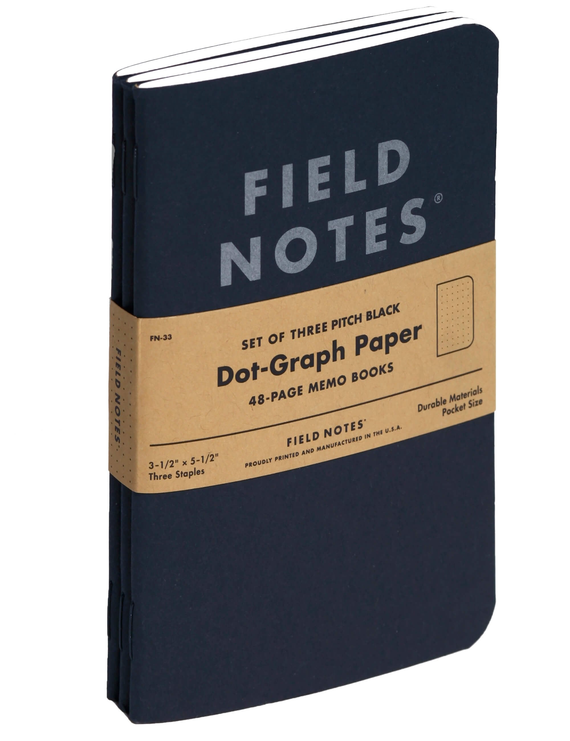 Pitch Black Memo Books - Dot Graph Paper