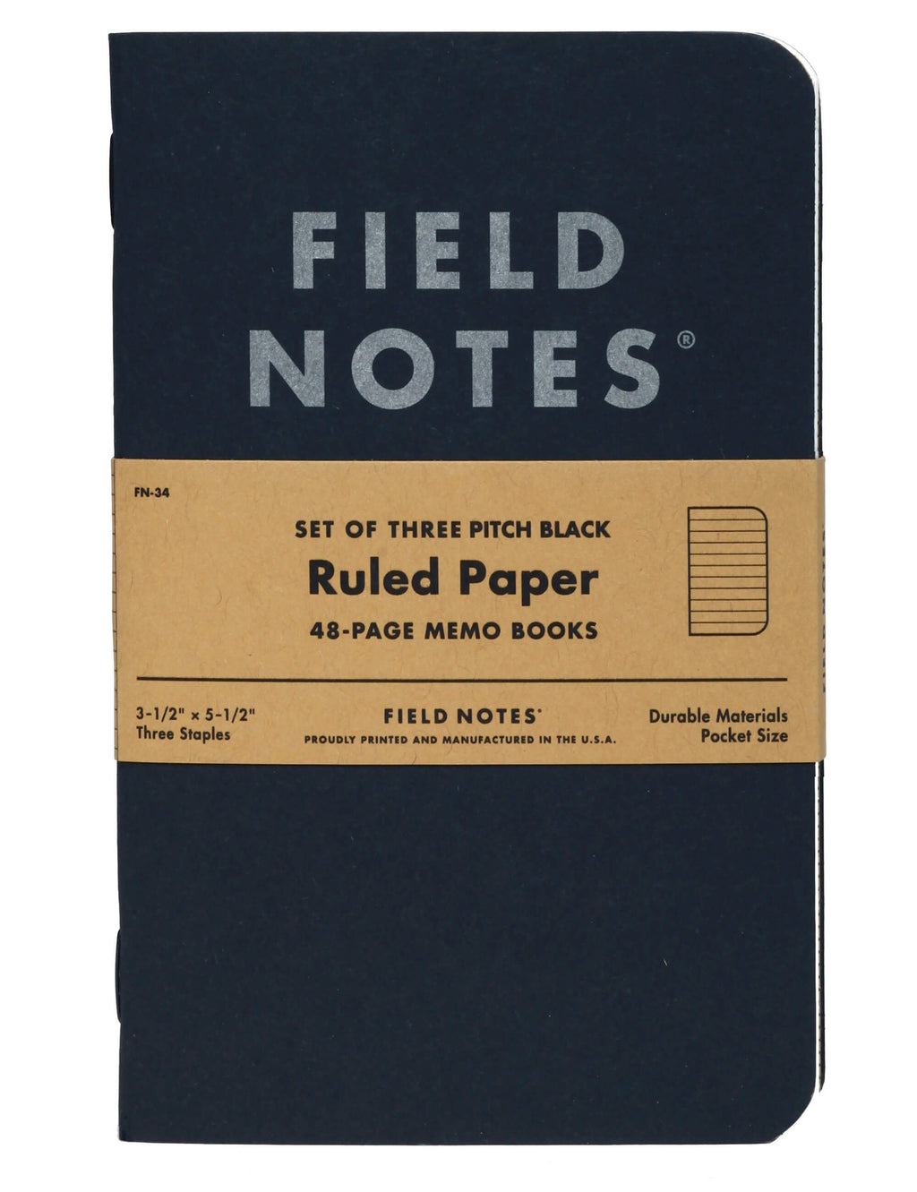 Pitch Black Memo Books - Ruled Paper