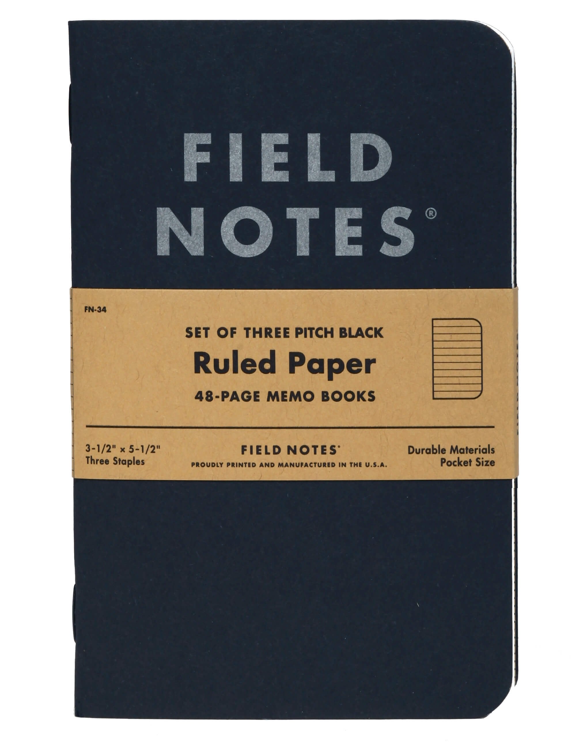 Pitch Black Memo Books - Ruled Paper