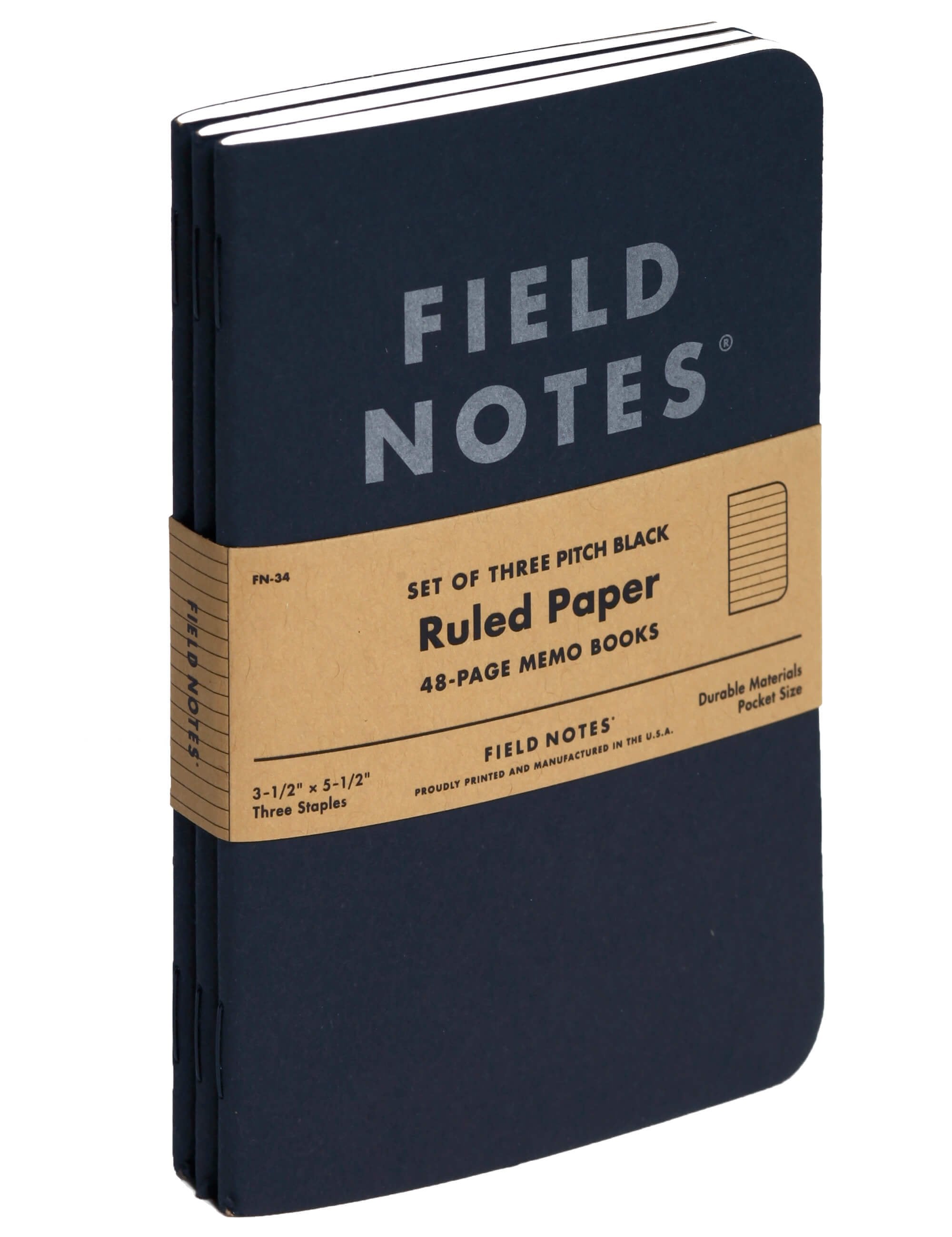 Pitch Black Memo Books - Ruled Paper