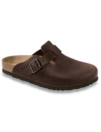 Women's Boston Leather Mules - Oiled Habana Brown (Narrow Fit)