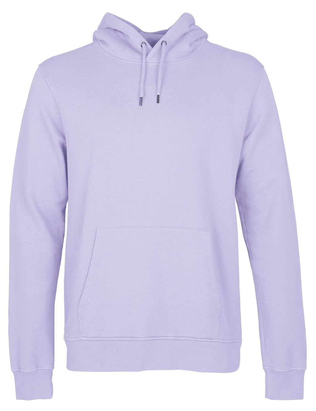 Lavender pullover hoodie with drawstring hood and kangaroo pocket