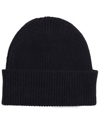 Merino Wool Beanie Hat - Deep Black