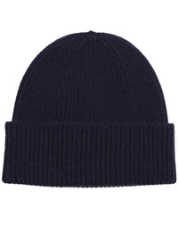 Merino Wool Beanie Hat - Navy Blue