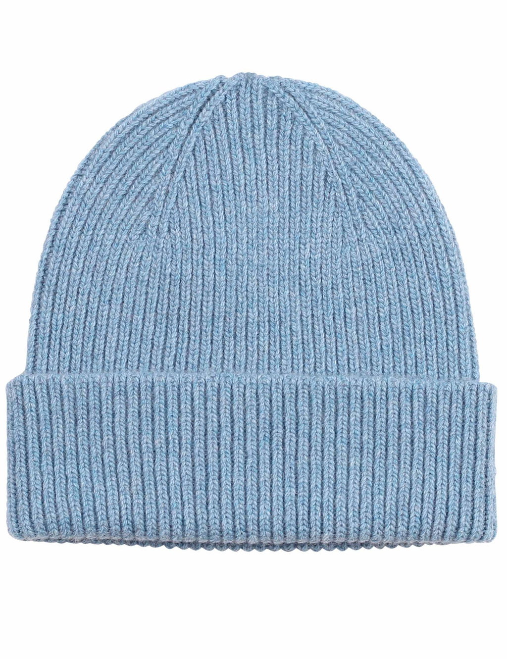 Merino Wool Beanie Hat - Stone Blue