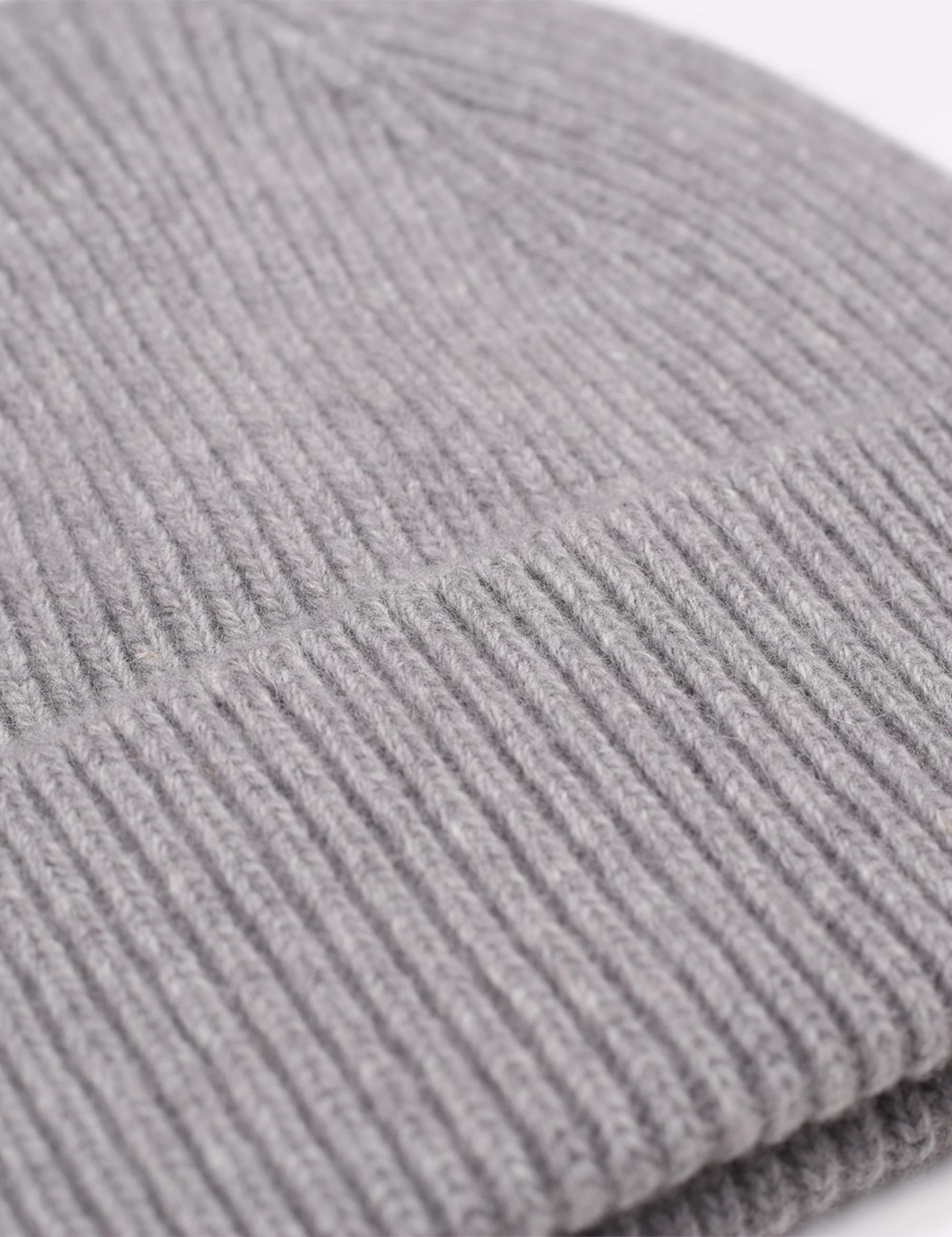 Merino Wool Chunky Beanie Hat - Grey Heather